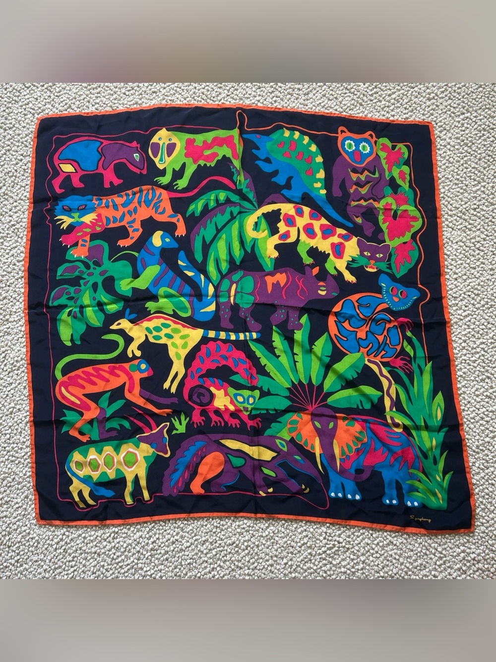 Symphony - Silk Colorful Animal Print Scarf - 35”